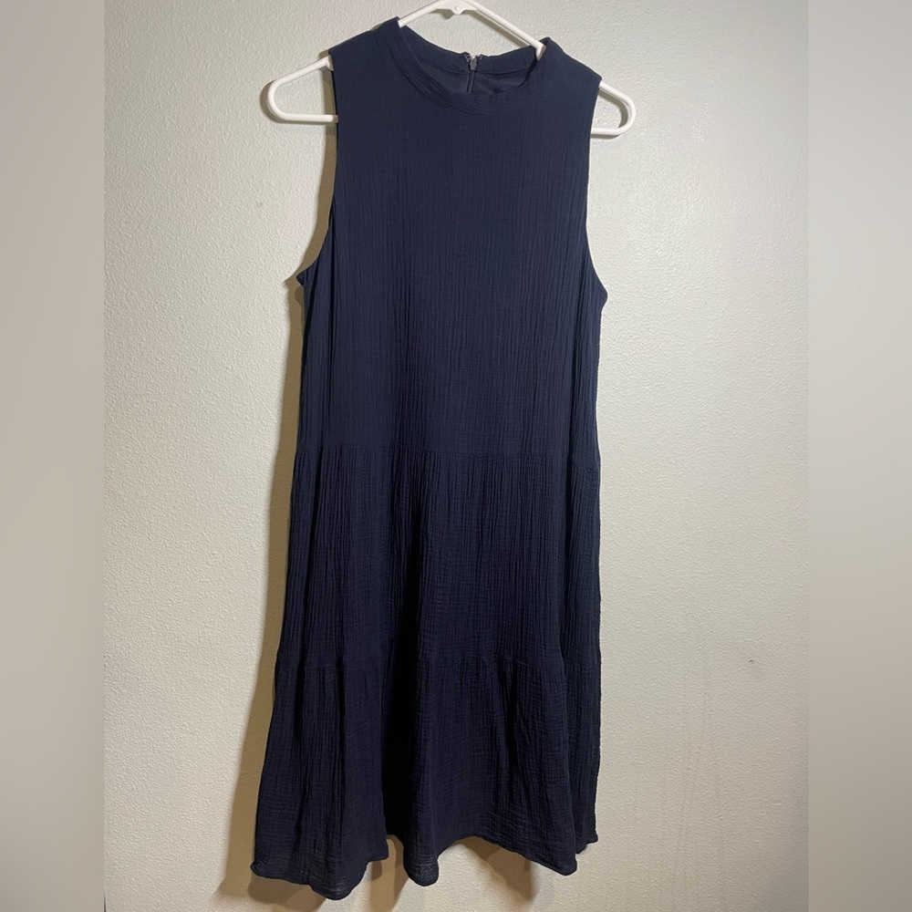 Nine West Navy Blue Tiered Gauze Sleeveless Dress. Size 10
